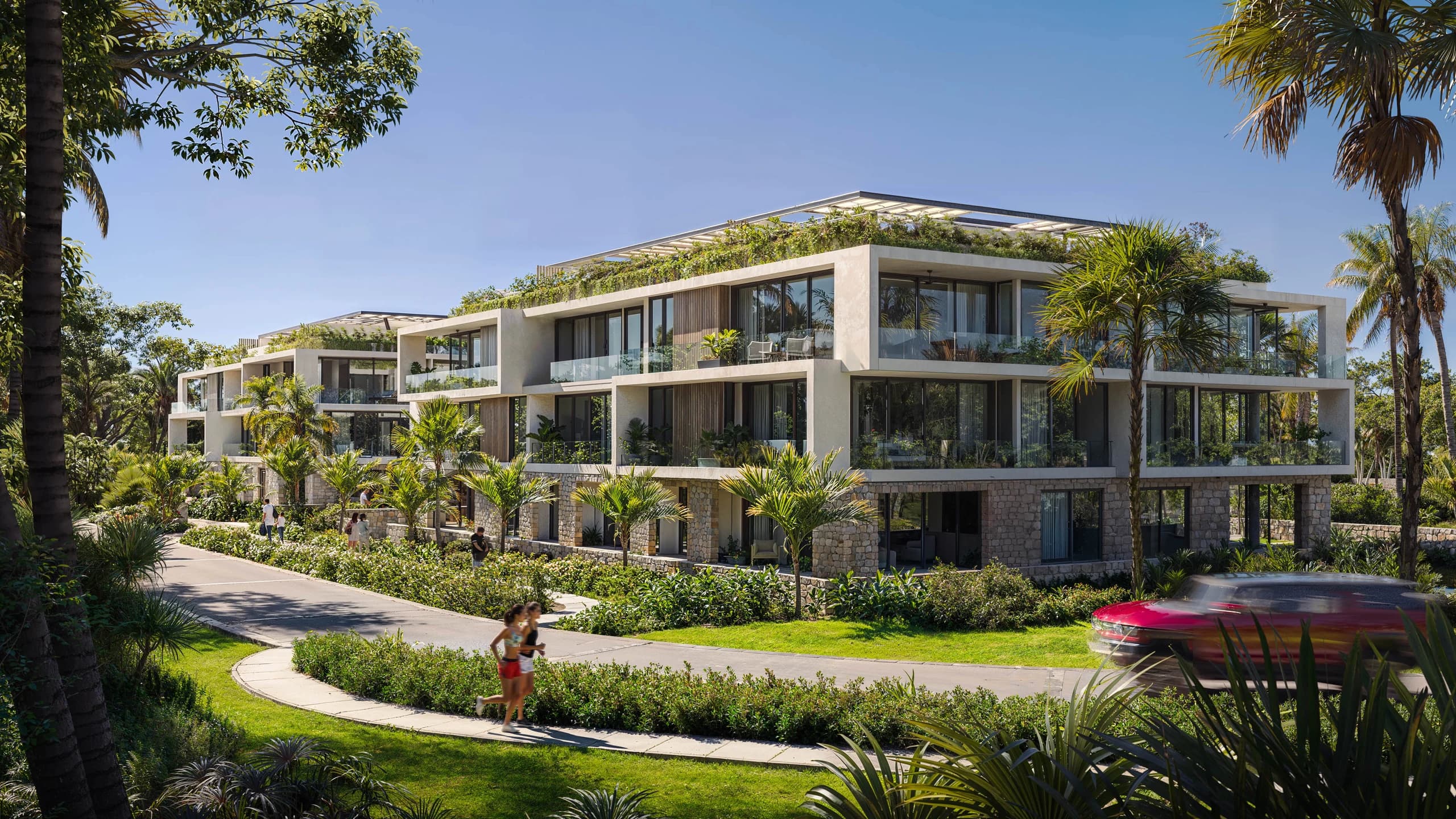 Render oficial de la arquitectura y jardines de Bakabá Playacar